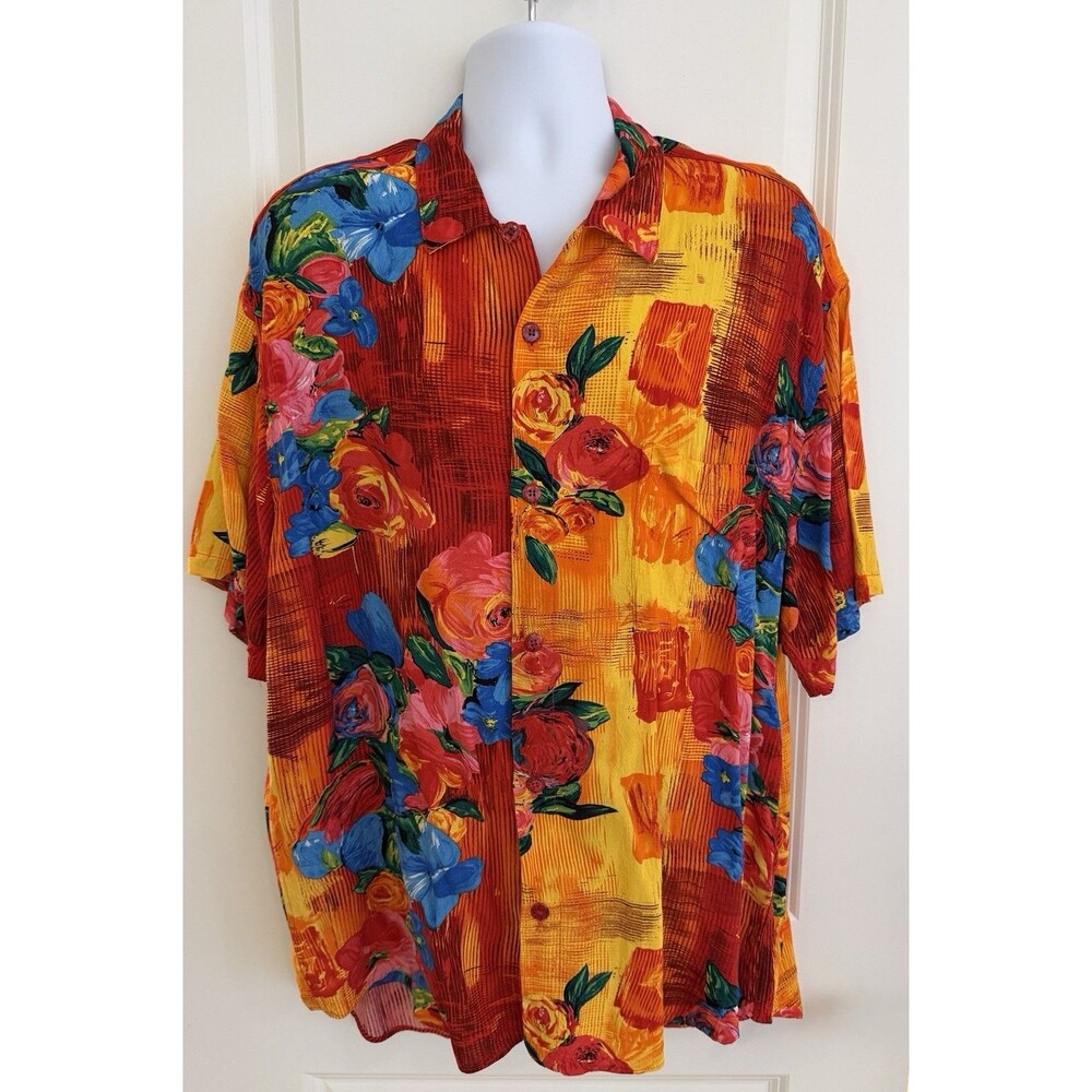 Jams World Men's Hawaiian Aloha Short Sleeve Shirt, XL, EUC